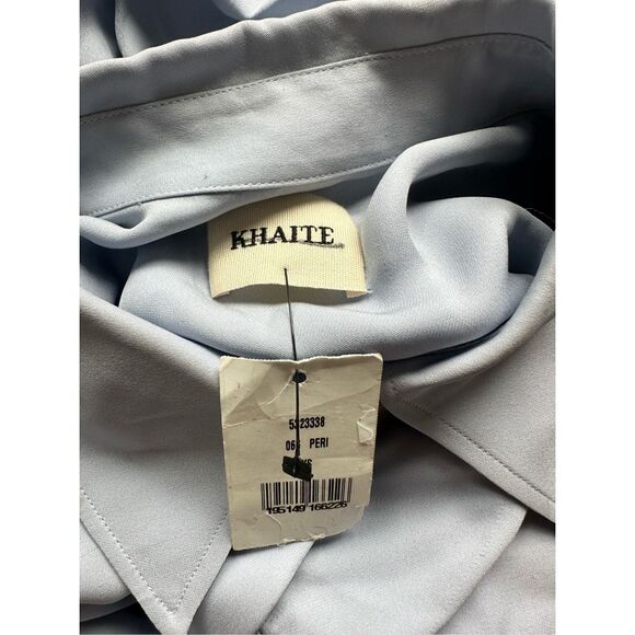 NWT KHAITE Colleen pleated silk-georgette midi shirt dress Size XS $2200 - Picture 8 of 9